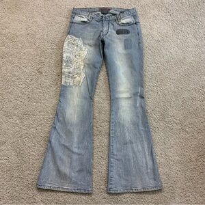 VINTAGE Y2k Women's PARASUCO Ergonomic LOW RISE Bell Bottom DISTRESSED JEANS 31